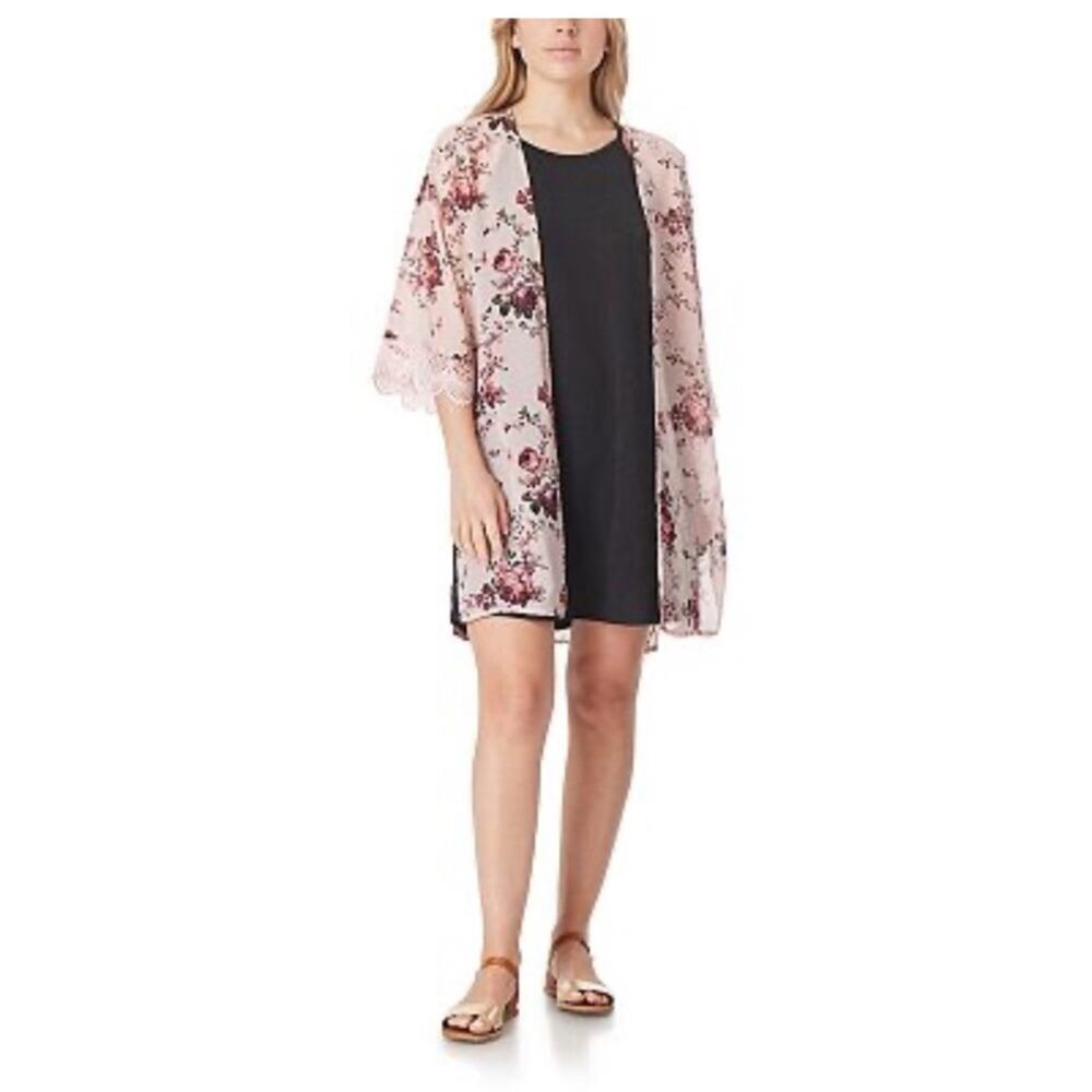 WallFlower Floral Lace Trim Kimono - Size Small